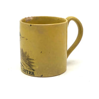 A Fine Morning Sister, Poignant Early 1800s Canary Yellow Extra Small Child's Mug