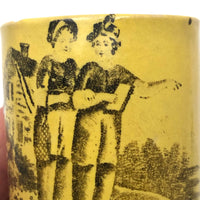 A Fine Morning Sister, Poignant Early 1800s Canary Yellow Extra Small Child's Mug