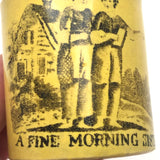 A Fine Morning Sister, Poignant Early 1800s Canary Yellow Extra Small Child's Mug