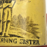 A Fine Morning Sister, Poignant Early 1800s Canary Yellow Extra Small Child's Mug