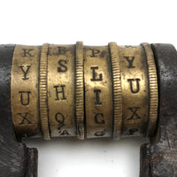 Excellent 19th C. Brass and Iron French Letter Combination Lock (Code Known)