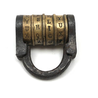 Excellent 19th C. Brass and Iron French Letter Combination Lock (Code Known)