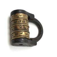 Excellent 19th C. Brass and Iron French Letter Combination Lock (Code Known)