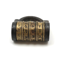 Excellent 19th C. Brass and Iron French Letter Combination Lock (Code Known)