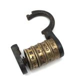 Excellent 19th C. Brass and Iron French Letter Combination Lock (Code Known)