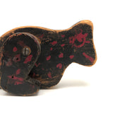 Exuberanty Painted Red and Black Wooden Toy Creature