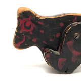 Exuberanty Painted Red and Black Wooden Toy Creature