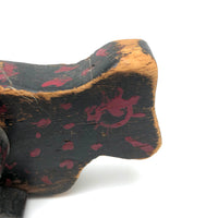 Exuberanty Painted Red and Black Wooden Toy Creature