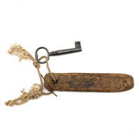 Another As Found: Antique Key on Much Worn Hand-carved Fob