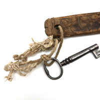 Another As Found: Antique Key on Much Worn Hand-carved Fob