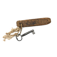 Another As Found: Antique Key on Much Worn Hand-carved Fob