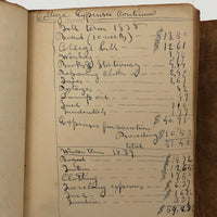 1832-39 Young Man's College Expenses (and $ from Parents) Leather Covered Notebook