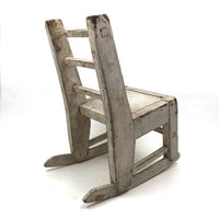 SOLD Beautifully Constructed Old Folk Art Doll Rocker in White Paint