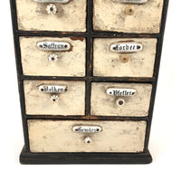 Antique Handmade Spice Chest with German Porcelain Labels in Original Paint