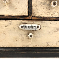 Antique Handmade Spice Chest with German Porcelain Labels in Original Paint