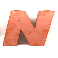 NO, c. 1960s Industrial Orange Steel Channel Sign Letters