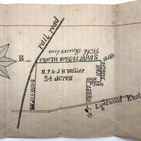 Lovely Hand-drawn Surveyor's Map #3: 24 Acres. Woodington Township, NC, 1896