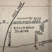 Lovely Hand-drawn Surveyor's Map #3: 24 Acres. Woodington Township, NC, 1896