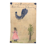 Emma Dilmore's Marvelous Bird and Girl and Flowers in Great Antique Lemon Gold Frame