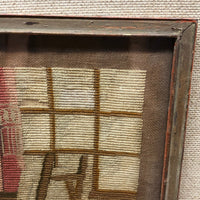 Artist at Her Easel: Wonderful Early 20th Century Needlepoint in Original Period Frame