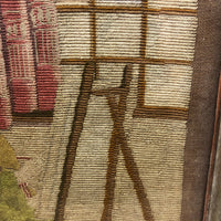 Artist at Her Easel: Wonderful Early 20th Century Needlepoint in Original Period Frame