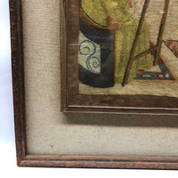 Artist at Her Easel: Wonderful Early 20th Century Needlepoint in Original Period Frame