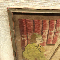 Artist at Her Easel: Wonderful Early 20th Century Needlepoint in Original Period Frame