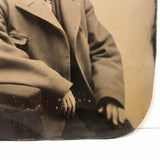 Man with Lost Eye, Pink Cheeks, Voluminous Coat, 19th C. Full Plate Tintype