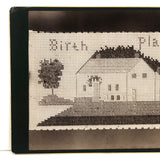 Birth Place, Unusual Antique Cabinet Card Photo of Punch Paper House Portrait Needlepoint