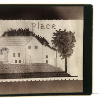 Birth Place, Unusual Antique Cabinet Card Photo of Punch Paper House Portrait Needlepoint