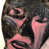 Peter Passuntino 1960s Tempera on Paper Painting of Black and Pink Mask