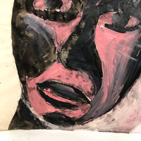 Peter Passuntino 1960s Tempera on Paper Painting of Black and Pink Mask