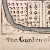 Map of The Garden of Eden, 1783 British Ink on Laid Drawing, Framed