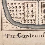 Map of The Garden of Eden, 1783 British Ink on Laid Drawing, Framed