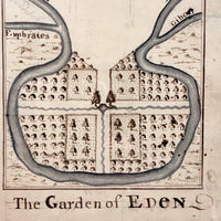 Map of The Garden of Eden, 1783 British Ink on Laid Drawing, Framed