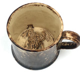 Antique Bennington/Rockingham Glazed Yellow-ware Frog Mug with Applied Strap Handle