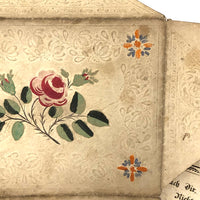 Lovely 1849 PA German Love Token in Watercolored Paper Lace Envelope