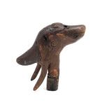 19th C. Carved Wood Dog Head Cane Top with Beautiful Patina in