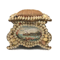 Lovely Victorian Forget Me Not Seashell Box with Pin Cushion