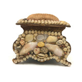 Lovely Victorian Forget Me Not Seashell Box with Pin Cushion