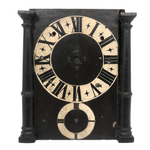 SOLD Striking Antique Hand-painted Wooden Clock Face with Carved Columns