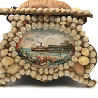 Lovely Victorian Forget Me Not Seashell Box with Pin Cushion