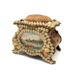 Lovely Victorian Forget Me Not Seashell Box with Pin Cushion