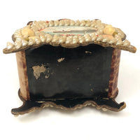 Lovely Victorian Forget Me Not Seashell Box with Pin Cushion