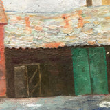 Vernacular Structures in Marvelous Palette, Unsigned Oil on Masonite Painting