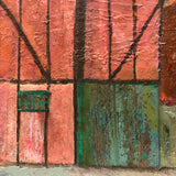 Vernacular Structures in Marvelous Palette, Unsigned Oil on Masonite Painting