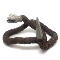 SOLD Old Folk Art Bottle Cap Snake with Carved Wood Head and Tail and Polka Dots