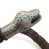 SOLD Old Folk Art Bottle Cap Snake with Carved Wood Head and Tail and Polka Dots