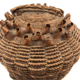 C. 1920s Mi'kmaq Sweet Grass and Ash Splint Basket with Curlicues and Three Feet!