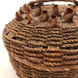 C. 1920s Mi'kmaq Sweet Grass and Ash Splint Basket with Curlicues and Three Feet!